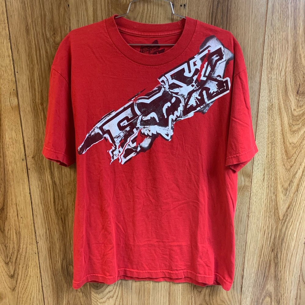 Fox Mens Red Graphic T-Shirt Sz L